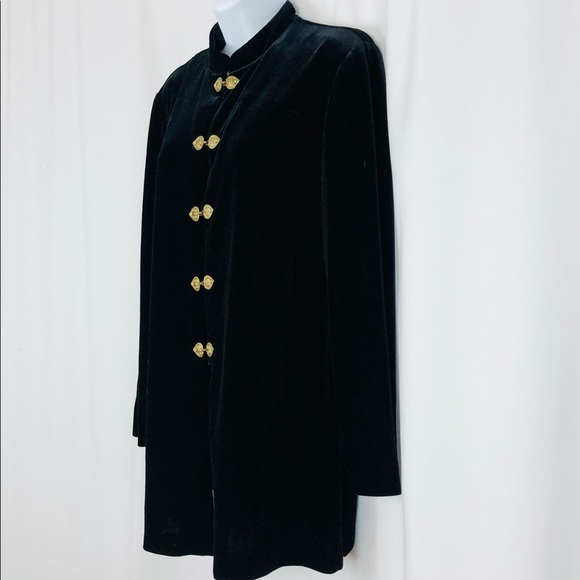 R&M Richards Velvet ‘gold’ hook closure long jacket 12P - Picture 9 of 16